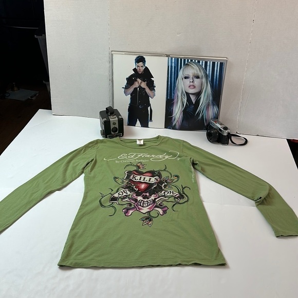 Authentic by Christian Audigier ED HARDY Tattoo love kills slowly Y2K crewneck - Picture 1 of 12